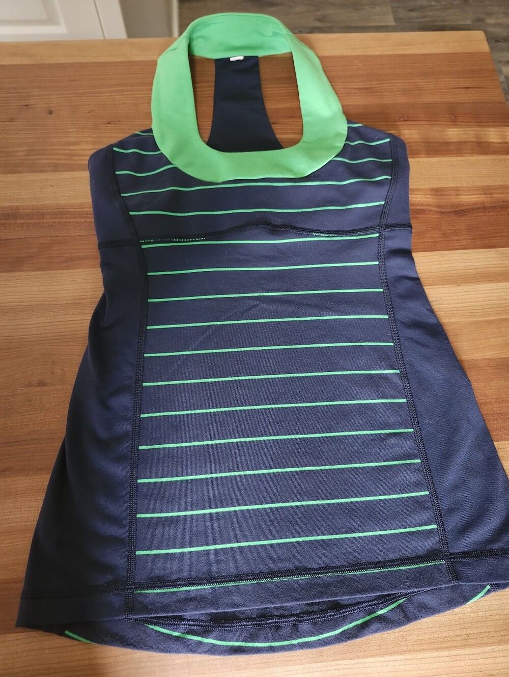 Like New, Vintage Lululemon Navy & Lime Striped Halter Tank.